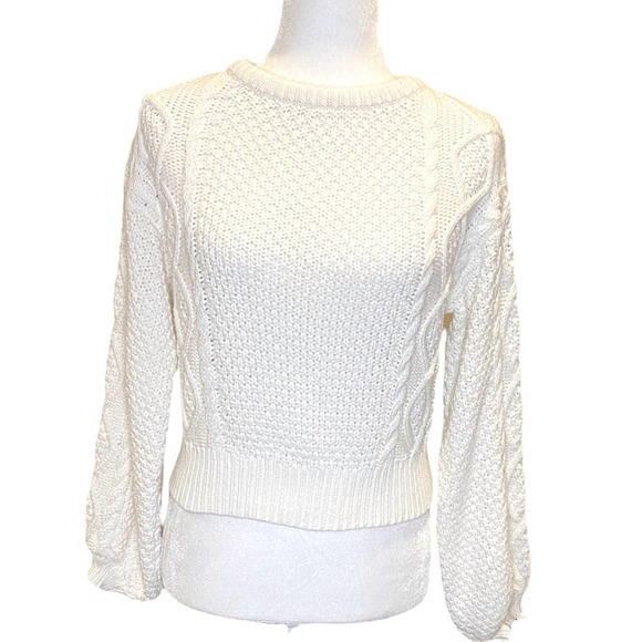 Line & Dot Sweaters - Line And Dot Thick Cream Cable Knit Crew Neck Sweater Size Small